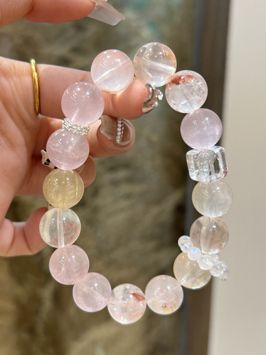 Golden Rutilated Quartz & Clear Quartz Bracelet