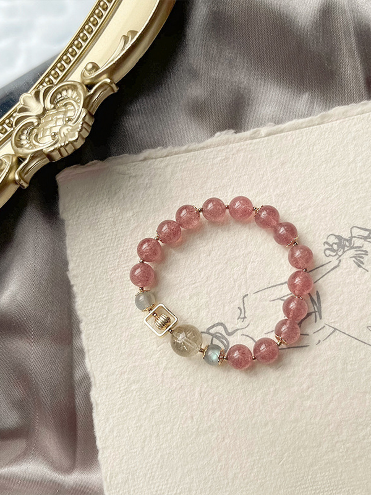 Golden Rutilated Quartz Crystal Bracelet