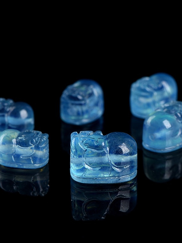 Aquamarine Single Crystal Bead with Customizable & Pixiu
