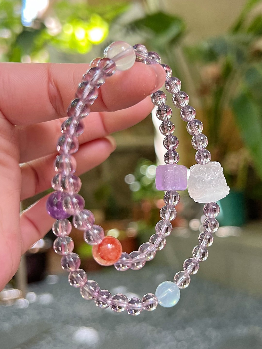 Amethyst Crystal Bracelet with Couple & Customizable