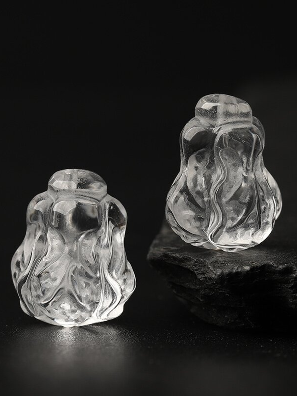 Clear Quartz Single Crystal Bead with Couple & Customizable