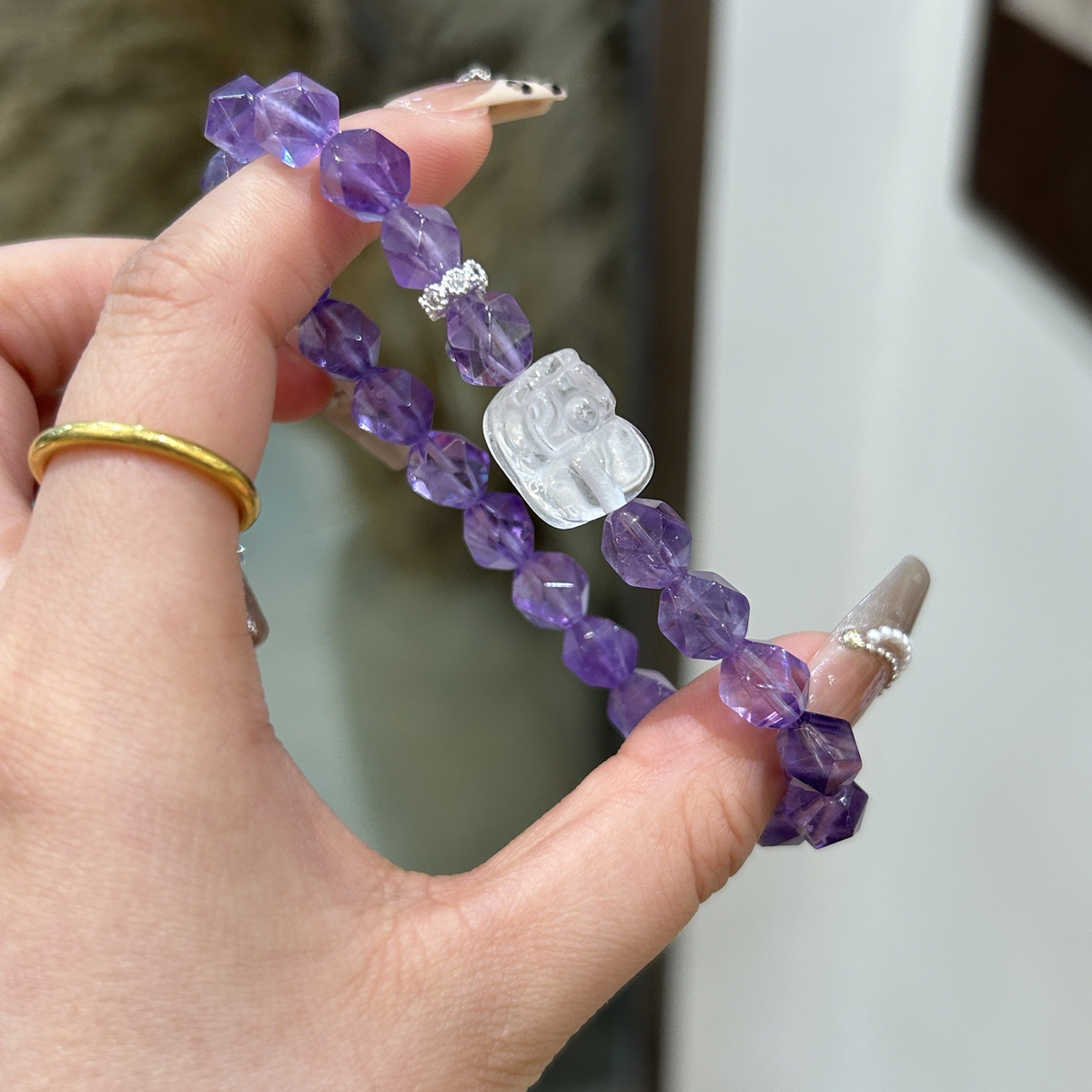 Natural Natural Crystal Bracelet with Pixiu