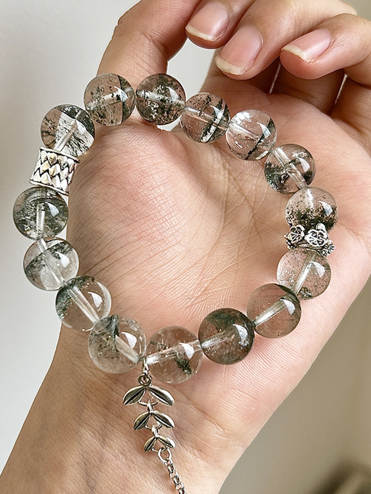 Green Phantom Quartz Crystal Bracelet with Couple