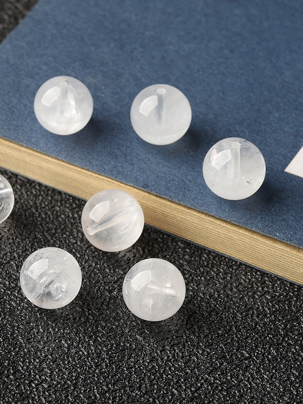 White Phantom Quartz Single Crystal Bead with Customizable