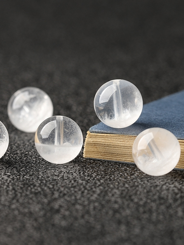 White Phantom Quartz Single Crystal Bead with Customizable