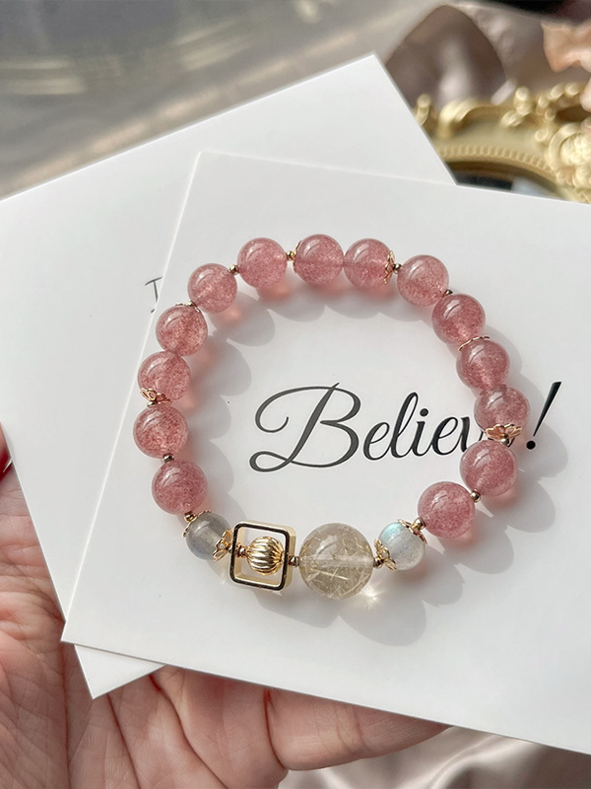Golden Rutilated Quartz Crystal Bracelet