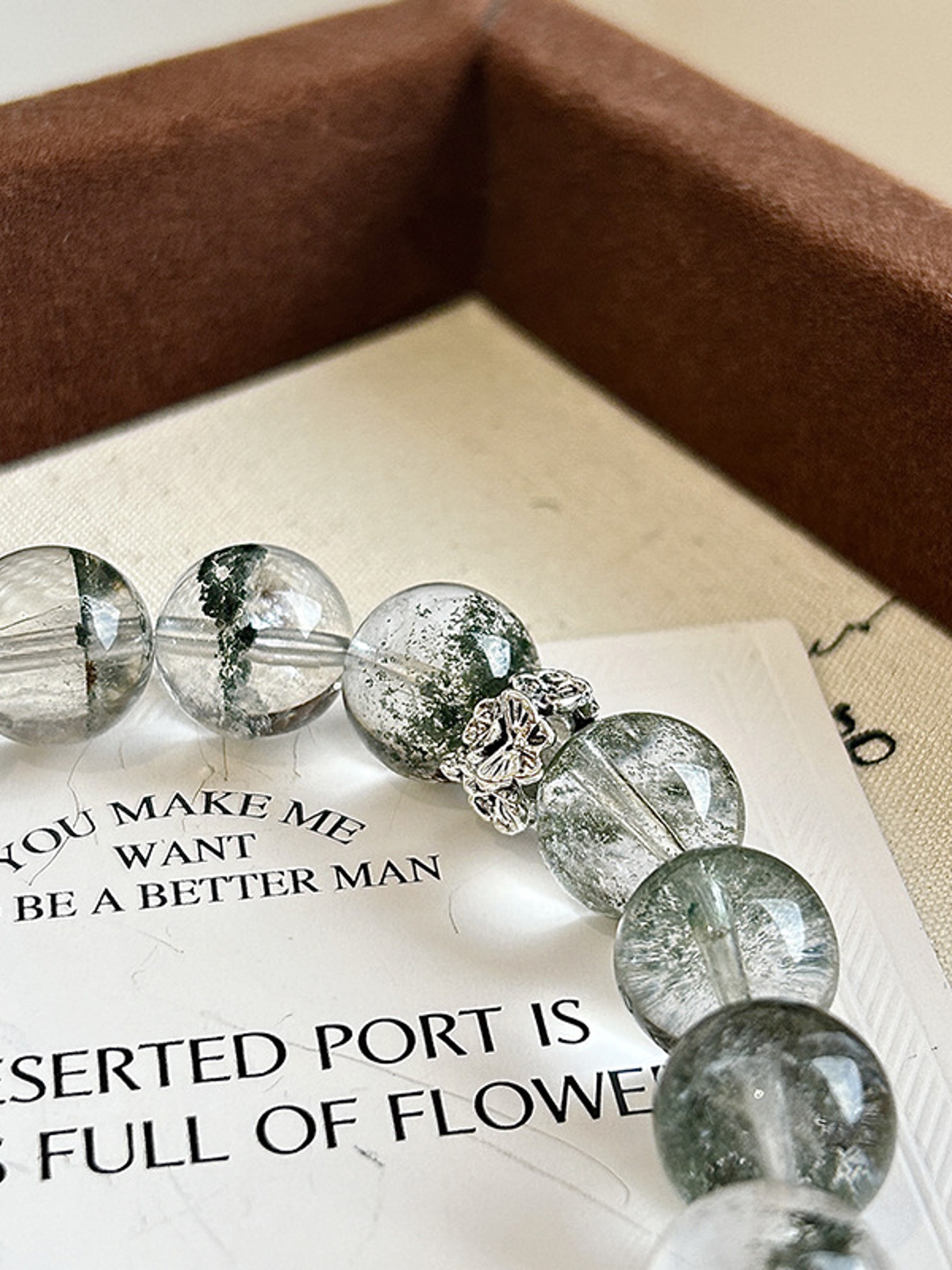 Green Phantom Quartz Crystal Bracelet with Couple